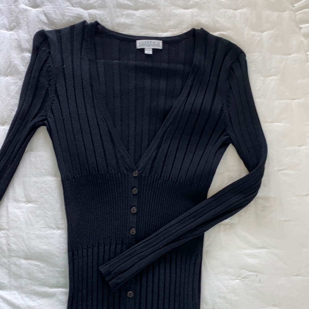 Women’s black sweater/cardigan low cut button front size S